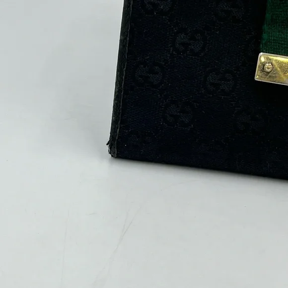 SOLD!!! GUCCI Vintage GG Web Black Canvas and Leather Heritage Collection Wallet - Picture 5 of 14
